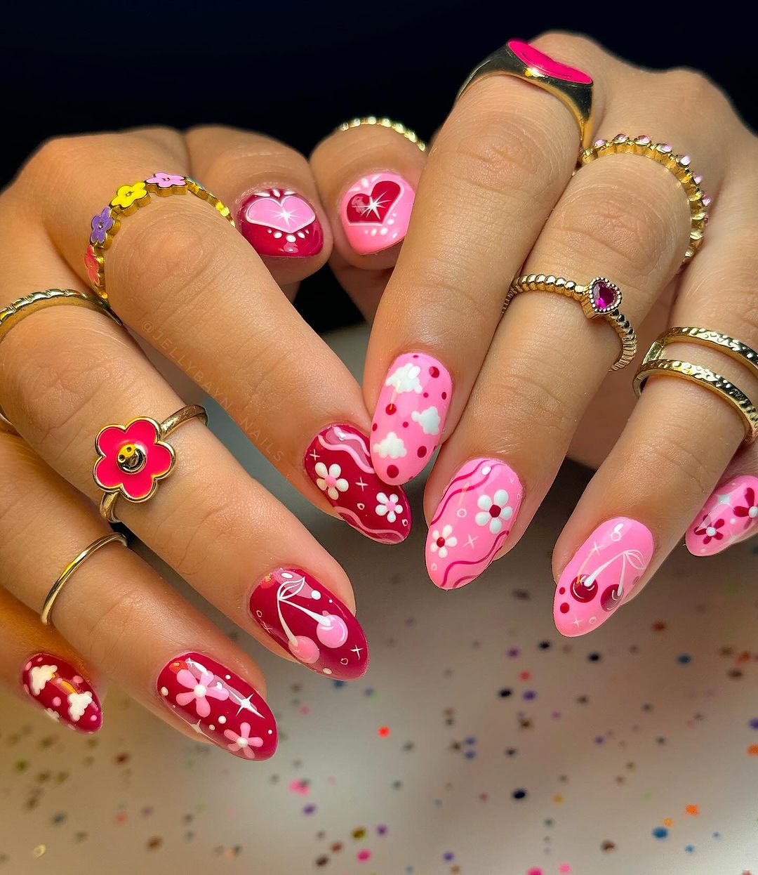 Cute Pink Girly Nails
