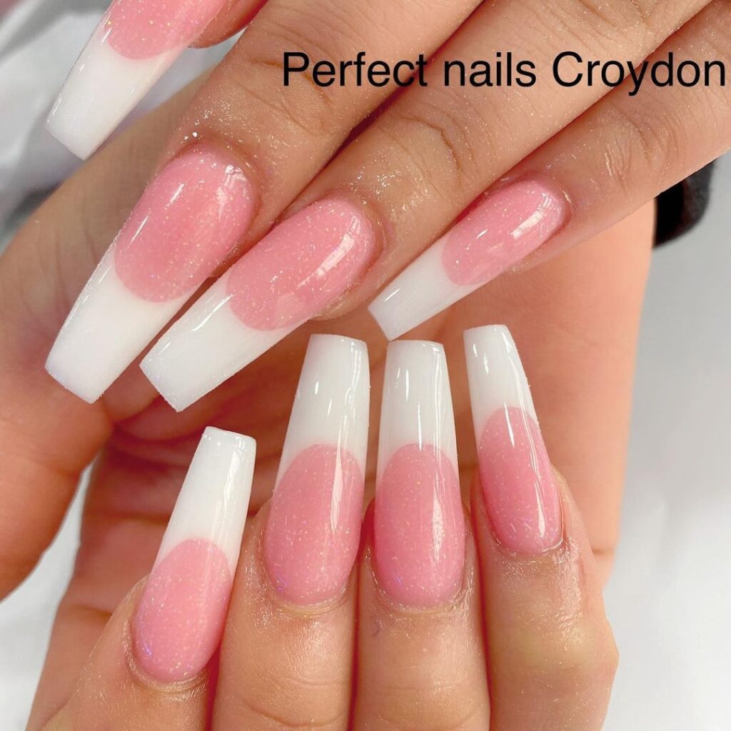 Pink and White Combo Nails
